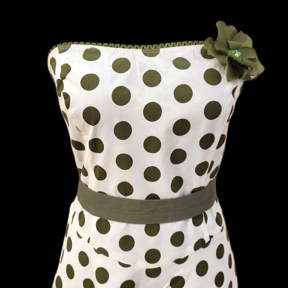 Ruby Rox Strapless Dress with Green Polka Dots - Picture 2 of 8